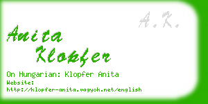 anita klopfer business card